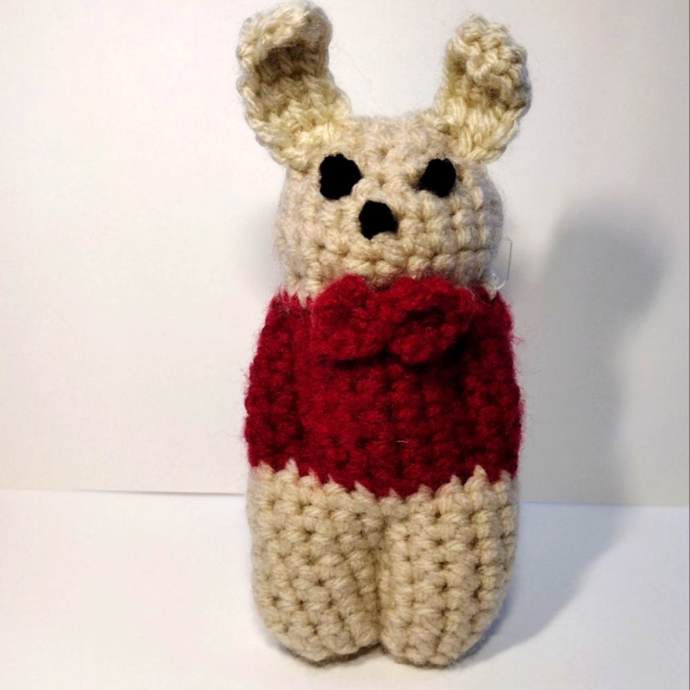 Handmade Amigurumi Crochet Bunny Burgundy